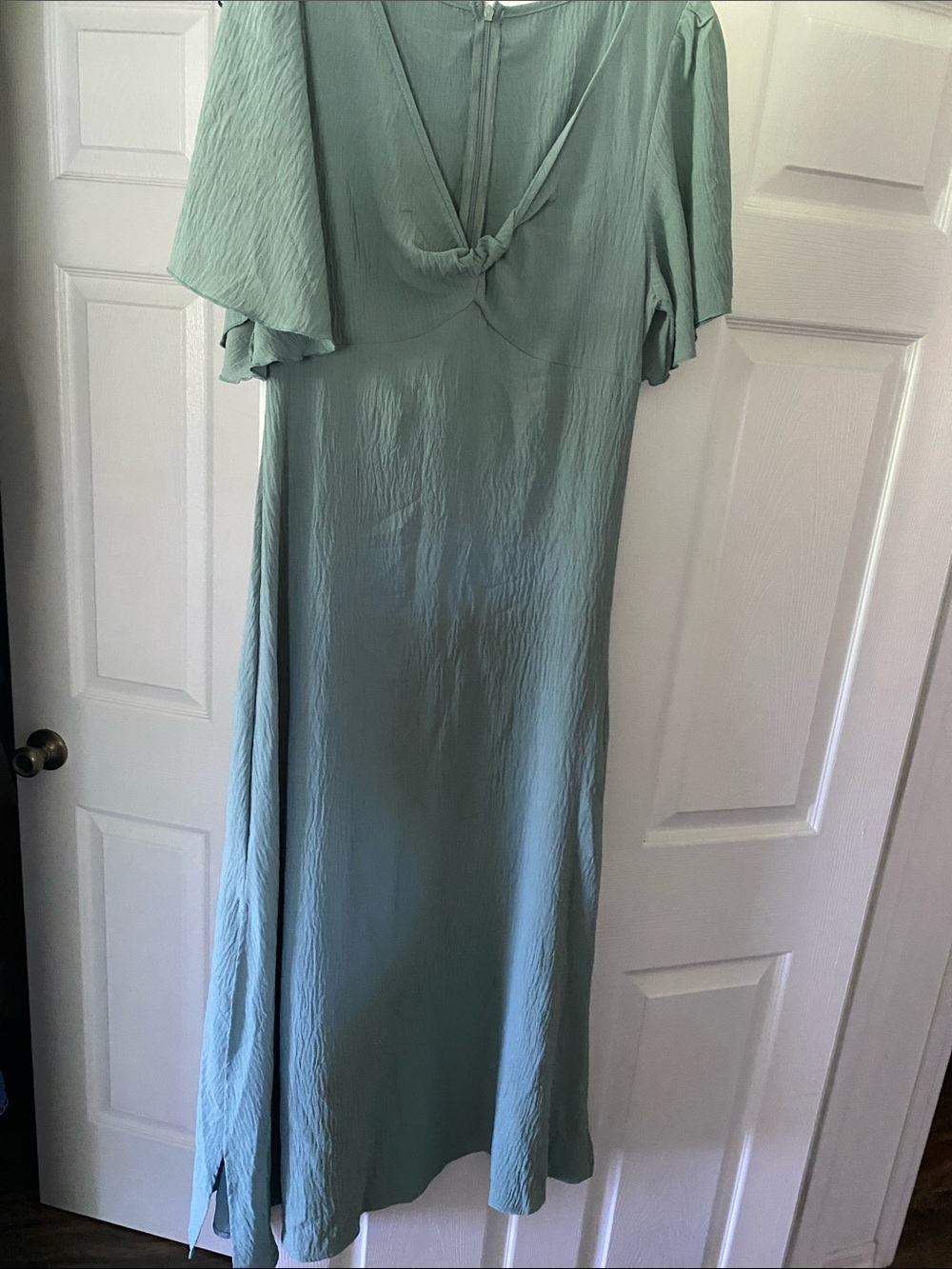 SHEIN Sage Green Maxi Dress with Knotted V-Neck